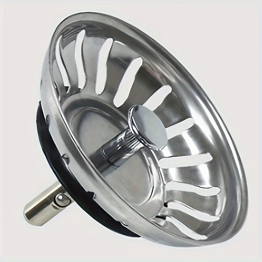 1 pieces, high-quality stainless steel kitchen sink filter plug, anti-clogging and anti-debris with scraper, efficient drainage