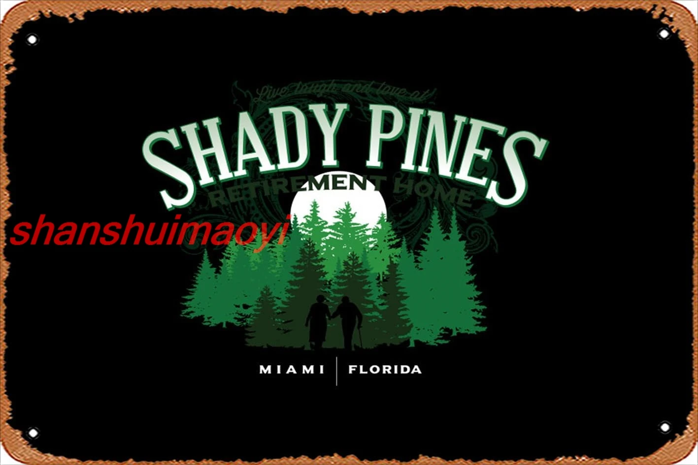 Zuhhgii Retro Tin Sign Shady Pines Retirement Home Vintage Funny Novelty Metal Signs Man Cave Humorous Signs Movies Music Ba