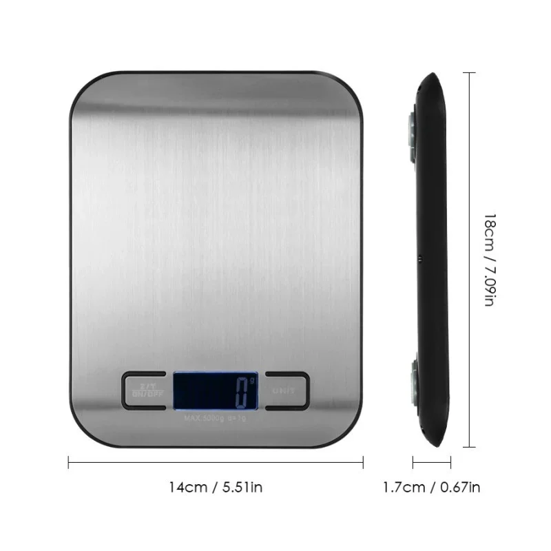 5KG Kitchen Scale Stainless Steel Portable Food Scale LED Electronic Scales Jewelry Baking Weight Digital Scale