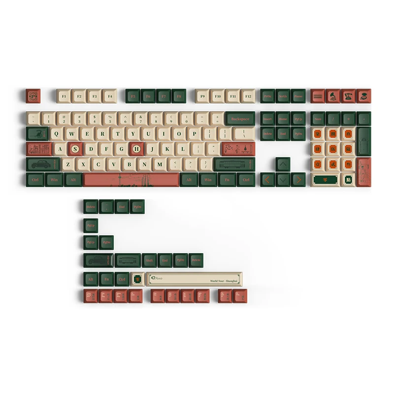 Akko World Tour-Shanghai Keycap Set 136-key PBT Dye-Sublimation JDA Profile Full Keycaps for Customization Mechanical Keyboards