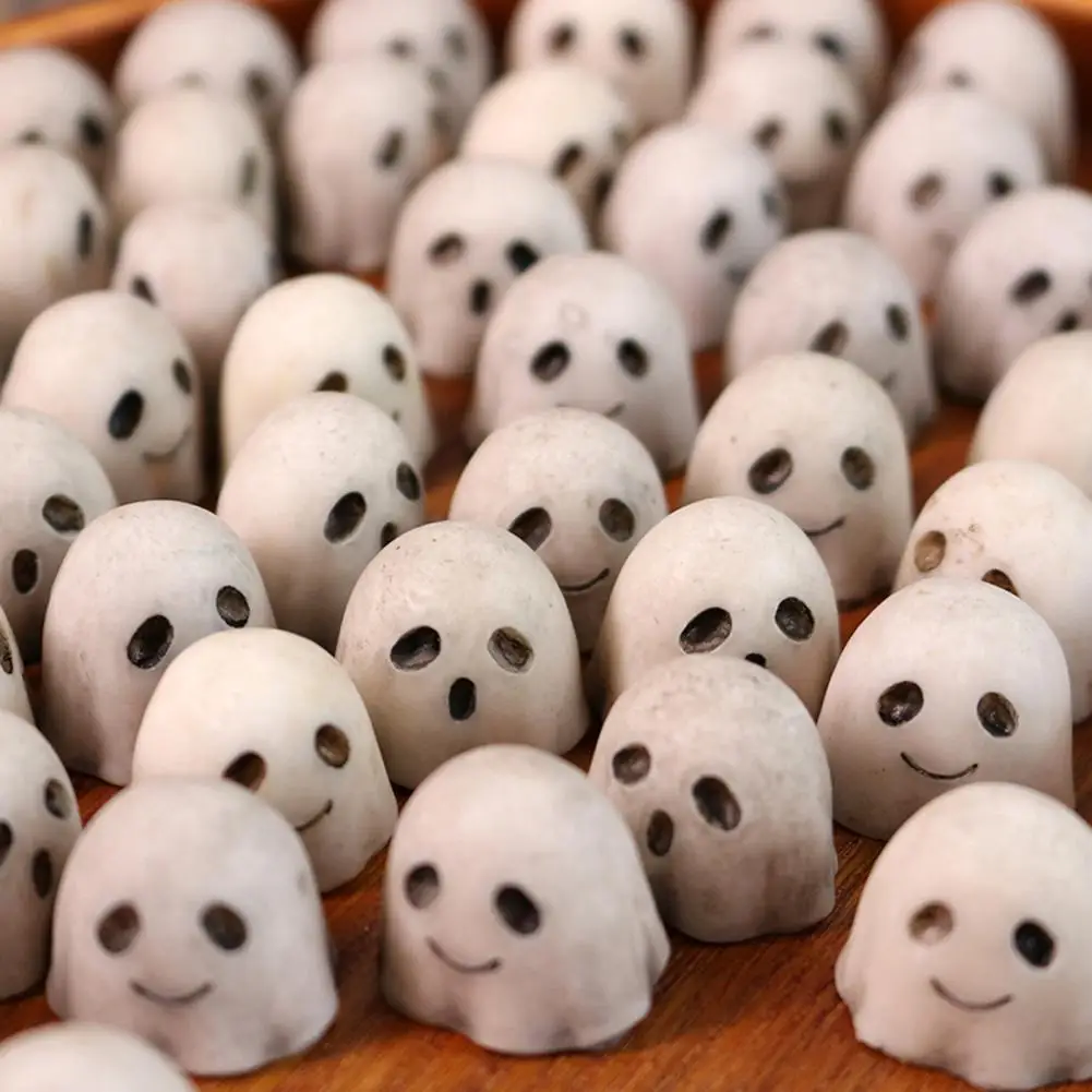 Mini Ghost Figurine Indoor Plant Accessory 20 Pcs Halloween Miniature Ghost Figurines Cute Resin White Ghost Statues Garden