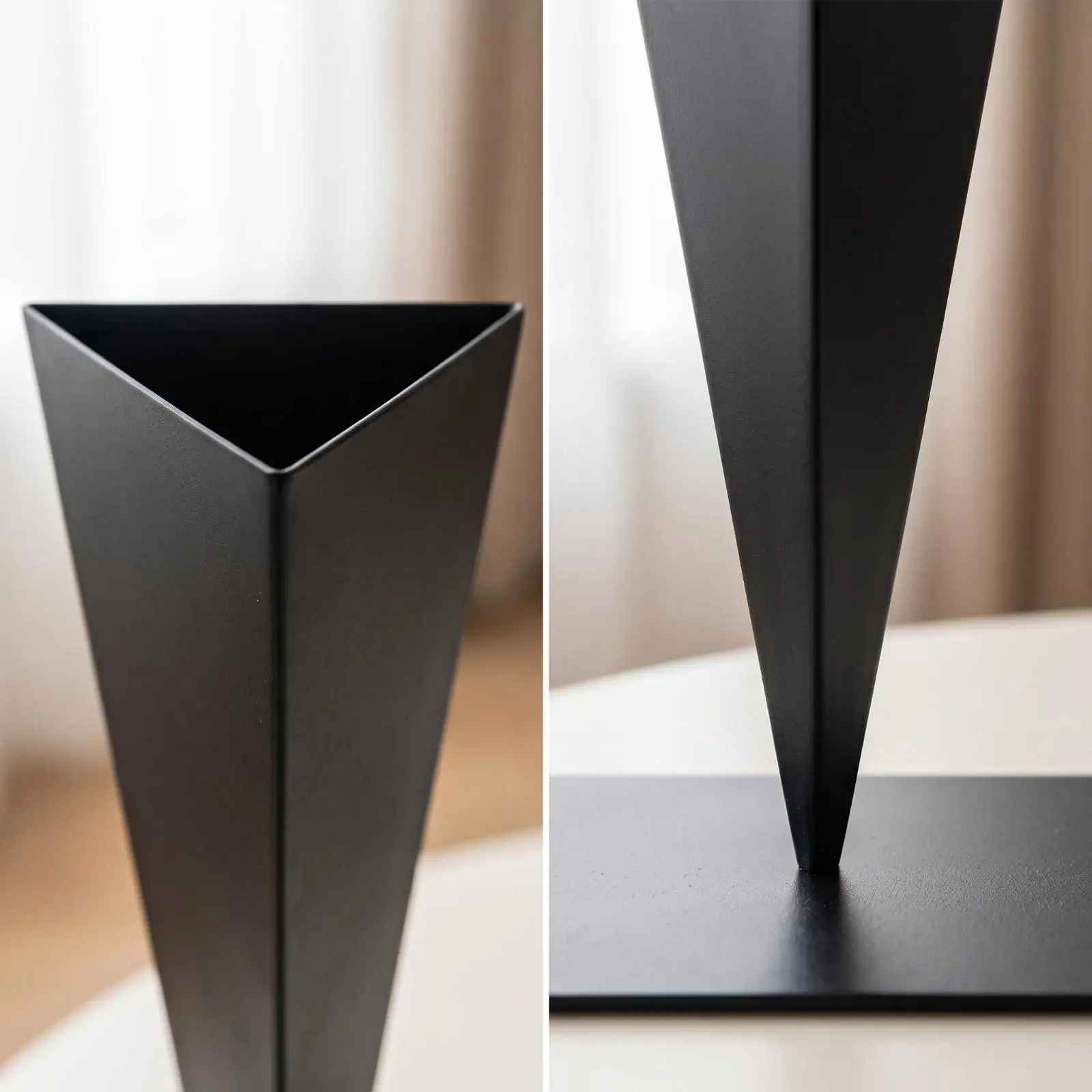 Cone Vase with Square Base Sculptural Vessel Minimalist for Living Room, Ikebana