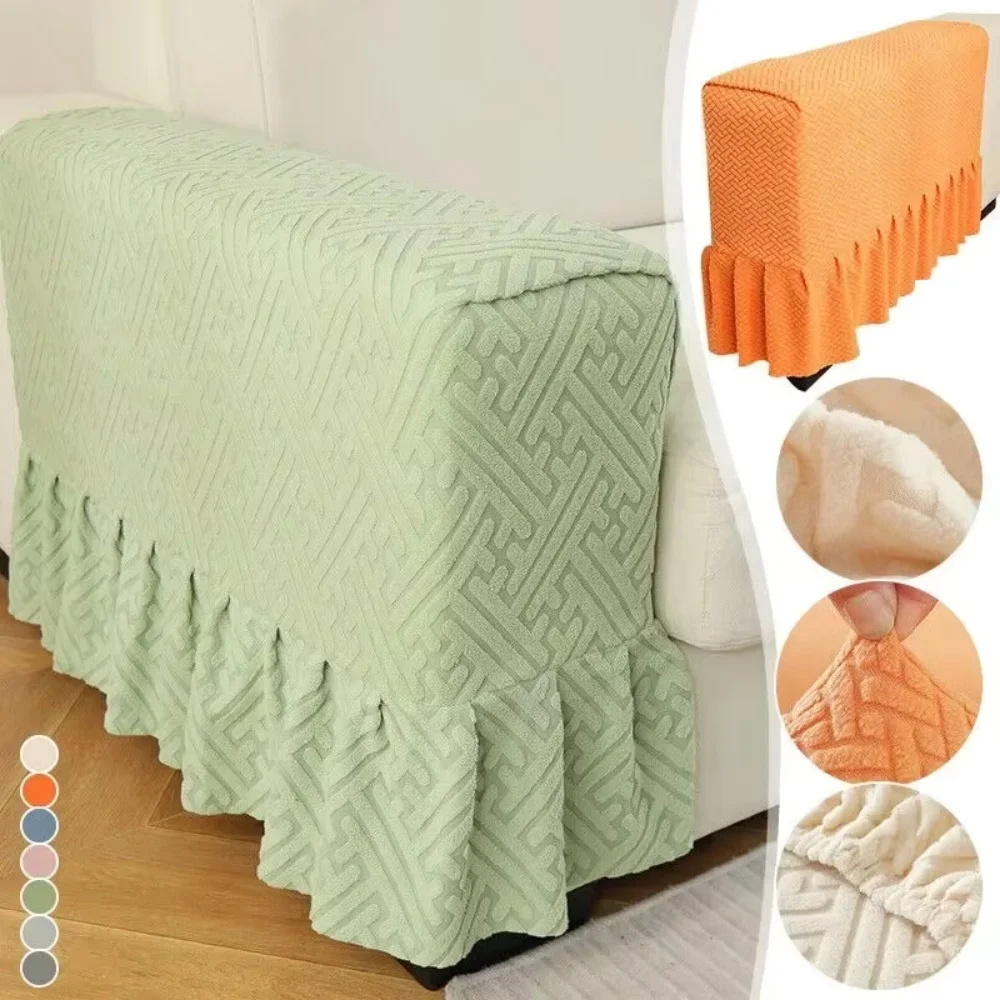1PC 7 Colors soft Sofa Armrest Cover Leaf Pattern Ruffled Arm Protector Washable Anti Dust Stain Resistant Couch Furniture Cover