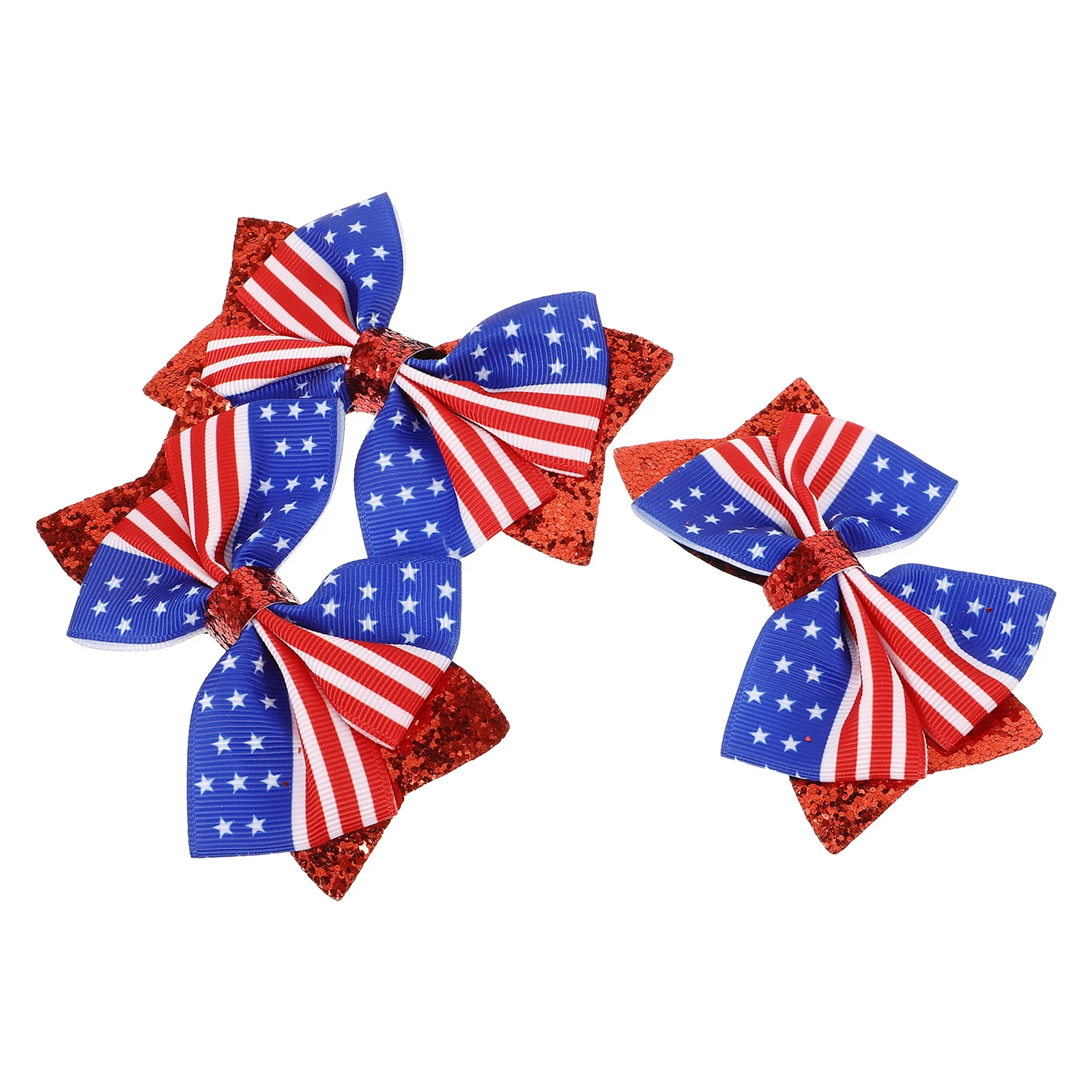 3 قطعة الاطفال العلم الأمريكي الشعر القوس مقاطع الوطنية 4th من يوليو اكسسوارات الفتيات فيونكات شعر لحفلة عيد الاستقلال #4