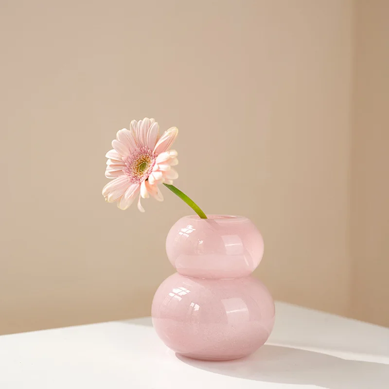 Vase New Chinese Fu Lu Flower Arrangement Water Tea Ceremony Table Color Gourd Glass Vase High Appearance Level
