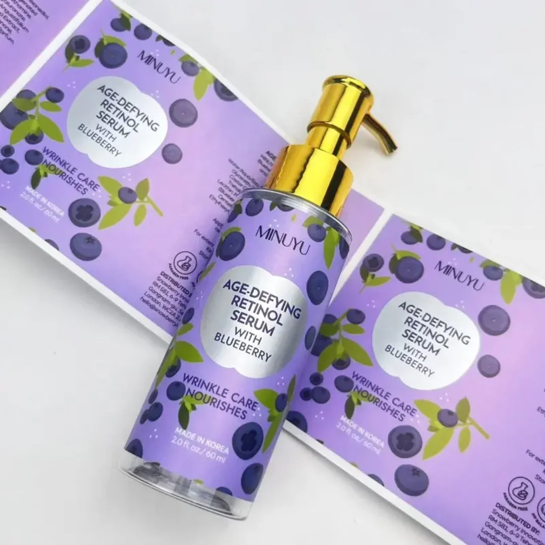 Custom Waterproof Vinyl Cosmetic Shampoo Skincare Product Logo Labels Stickers Bottle Rolls Printing Packaging Labels