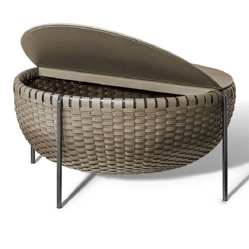

woven basket storage high and low contrasting color designer coffee table