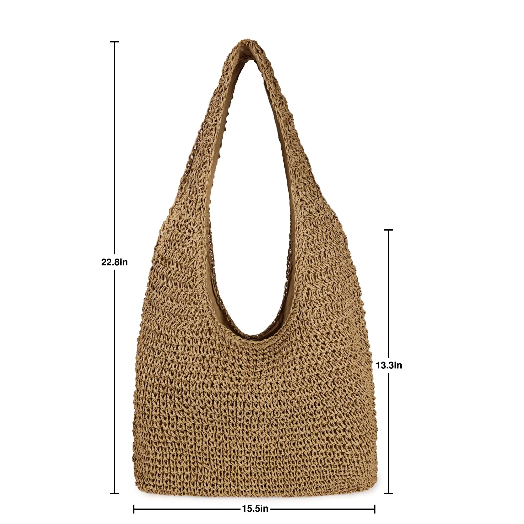 Women Large Straw Beach Bag Handmade Woven Shoulder Bags Hobo Tote Handbag Purse for Summer