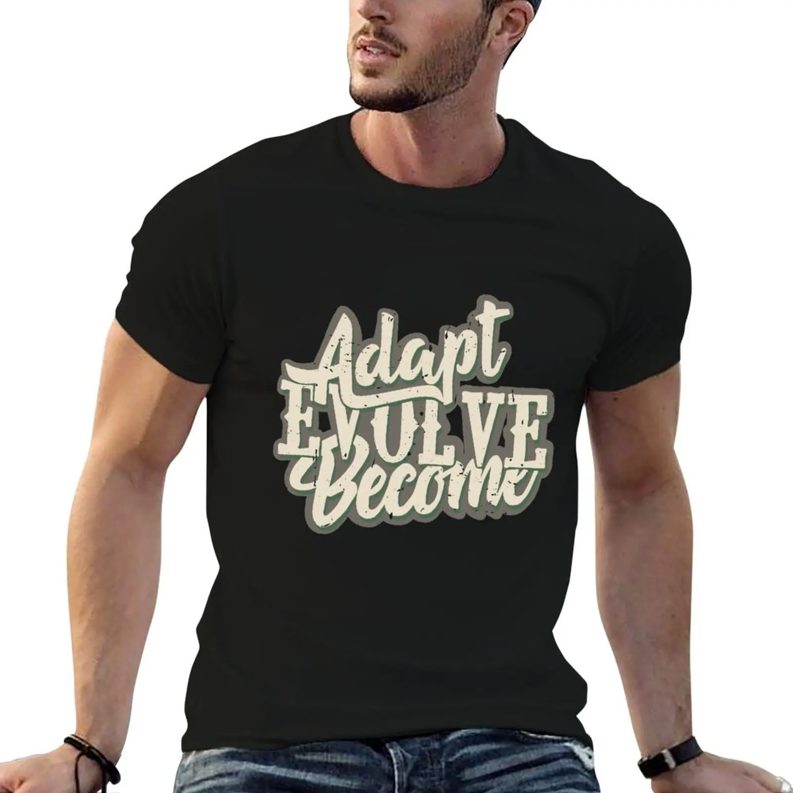 Adapt, Evolve, Become T-Shirt Chemise à manches courtes au design simple et décontracté