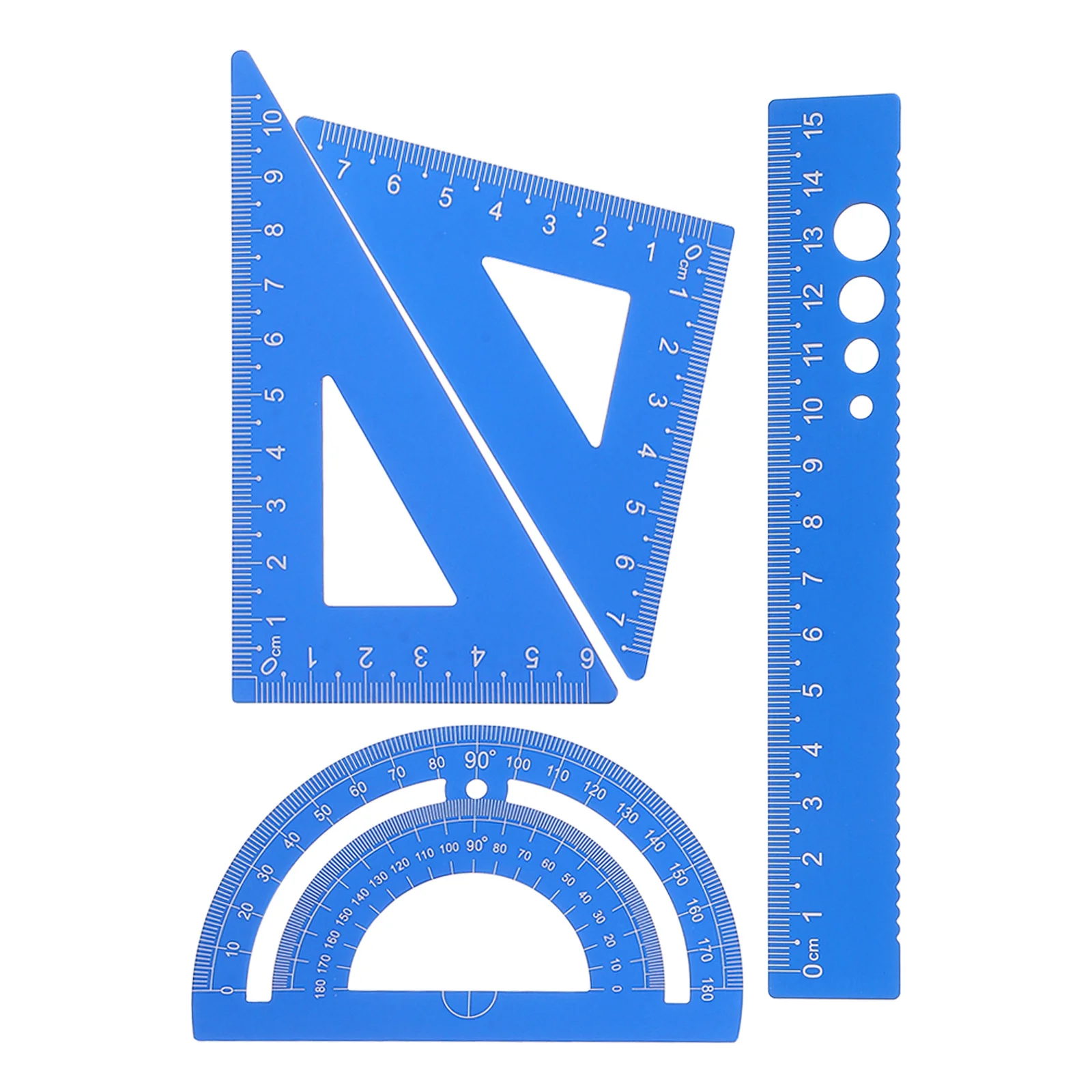 

1Set Aluminum Alloy Geometry Ruler Set Protractor Triangle Ruler Metal Measuring Tools Kit for Students Office Drafting