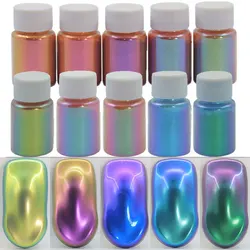 Colorshift Chameleon or Holographic Pigment for Nail Art Chameleon Mica Powder 10 Jar Pigment Powder Color Shift Mica Powder