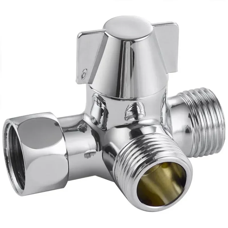 Shower Tee Connector Brass Diverter Valve T-Adapter Adjustable Diverter Tap Diverter Bathroom Parts