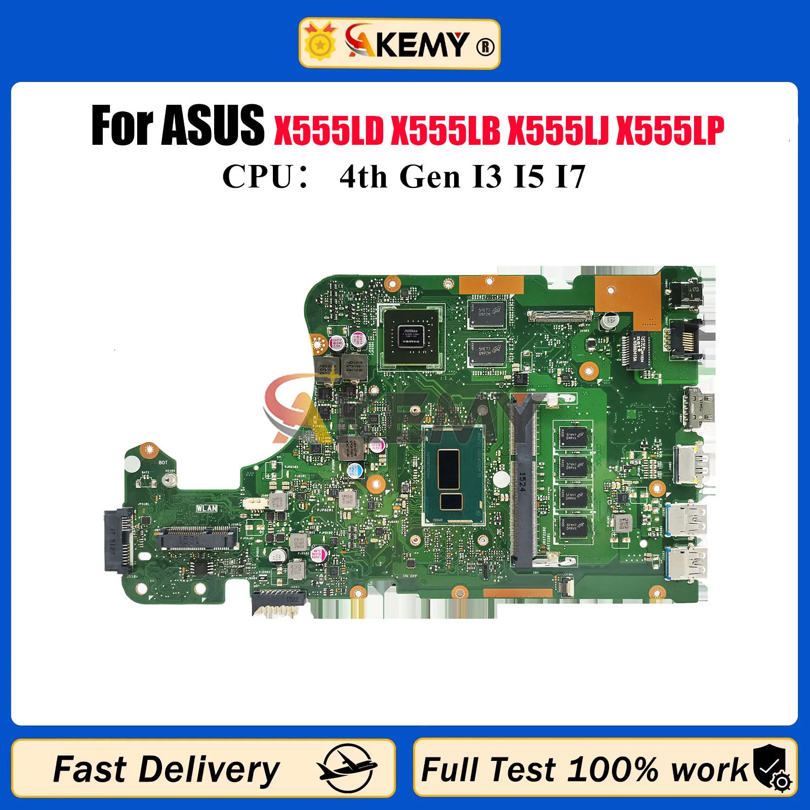 

X555LD Laptop Motherboard For ASUS R556L R557L FL5600L FL5800L VM590L DX992L VM510L W519L X555LB X555LJ Mainboard I3 I5 I7 CPU