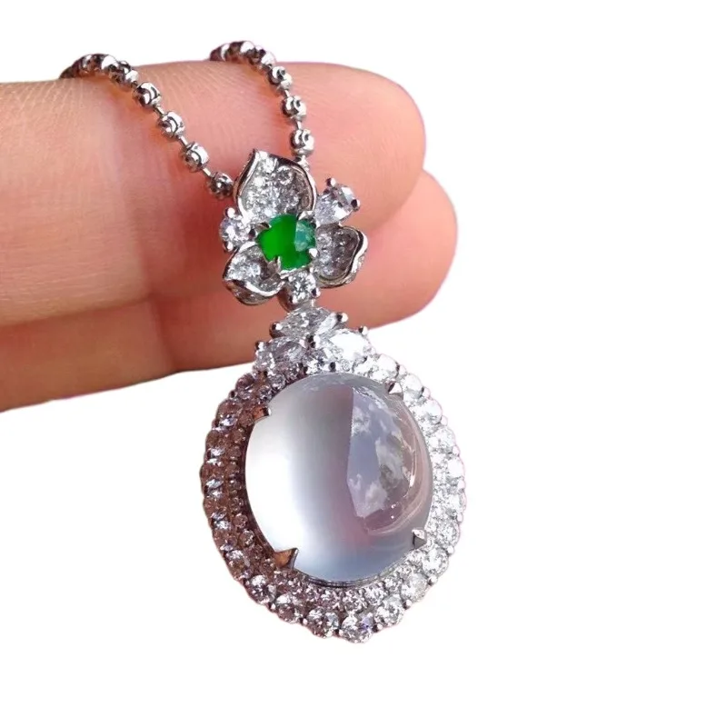 Original gentle style natural ice chalcedony Necklace for Women exquisite fashion pendant High quality jewelry wedding gift - Image 6