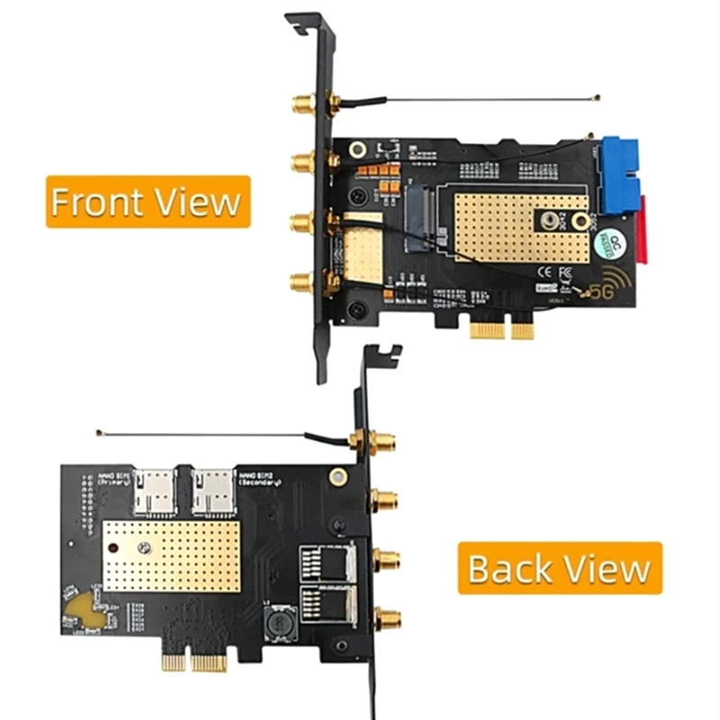 M.2 B Key USB3.0 & Pcie 5G Dual Bus 5G-WWAN Card Adapter Card, Desktop Adapter Card With 4 Antennas SIM Slots Easy To Use