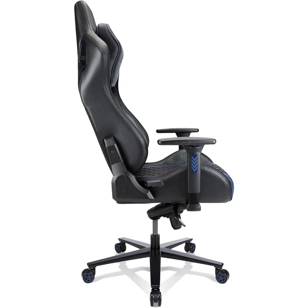 RS Gaming™Davanti-Silla de oficina de cuero Vegano para juegos, sillón de espalda alta, negro/azul, compatible con BIFMA