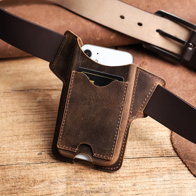 Leather Phone Waist Case Bag Men Cellphone Loop Holster Belt Pouch Mobile Phone Cover Case Holder