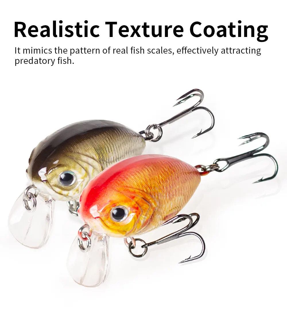 Mini-Crankbait 40mm 4g Schwimmender Micro-Wobbler Geräuscharme Angelköder für Süßwasser Harte Künstliche Minnow-Bass-Köder – Detail 7