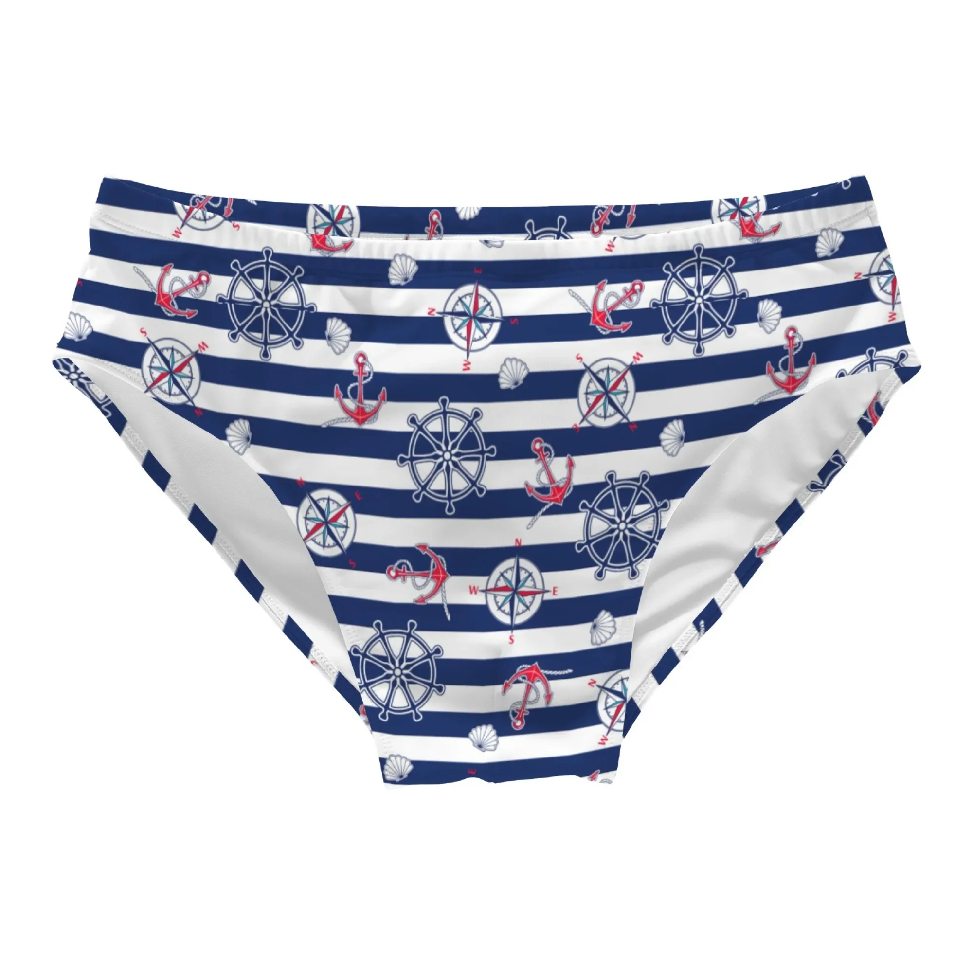 Men's Swim Trunks Ocean Nautical Style Printed Fun Beach Surf Shorts Triangle Swimsuit Soft Lightweight Breathable Sexy Bikini