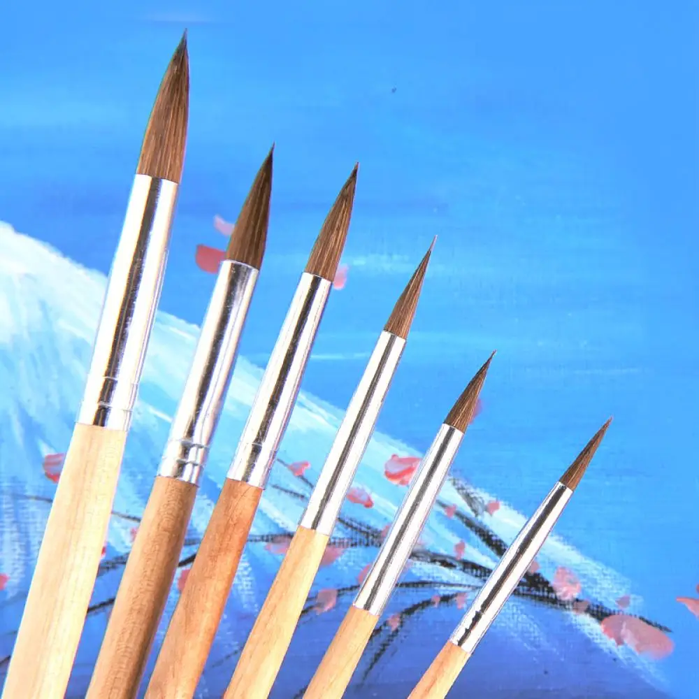 Premium Wolf Hair Paintbrushes Set Natural Wood Handle Detailed Drawing Tools For Watercolor Acrylic Gouache Art Work