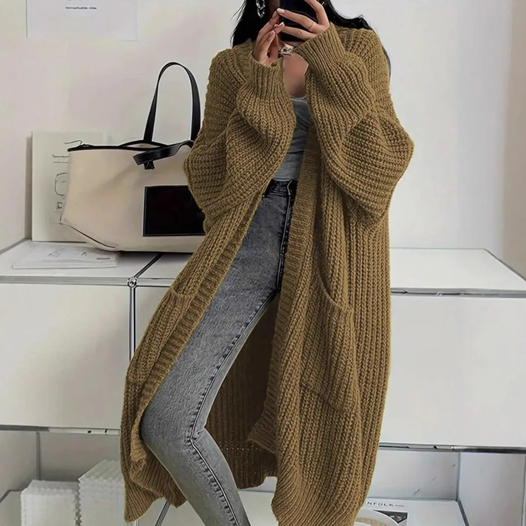 Limited-quantity 50% off！European And American Temperament Large Size Long Over-the-knee Sweater Women's Cardigan Autumn