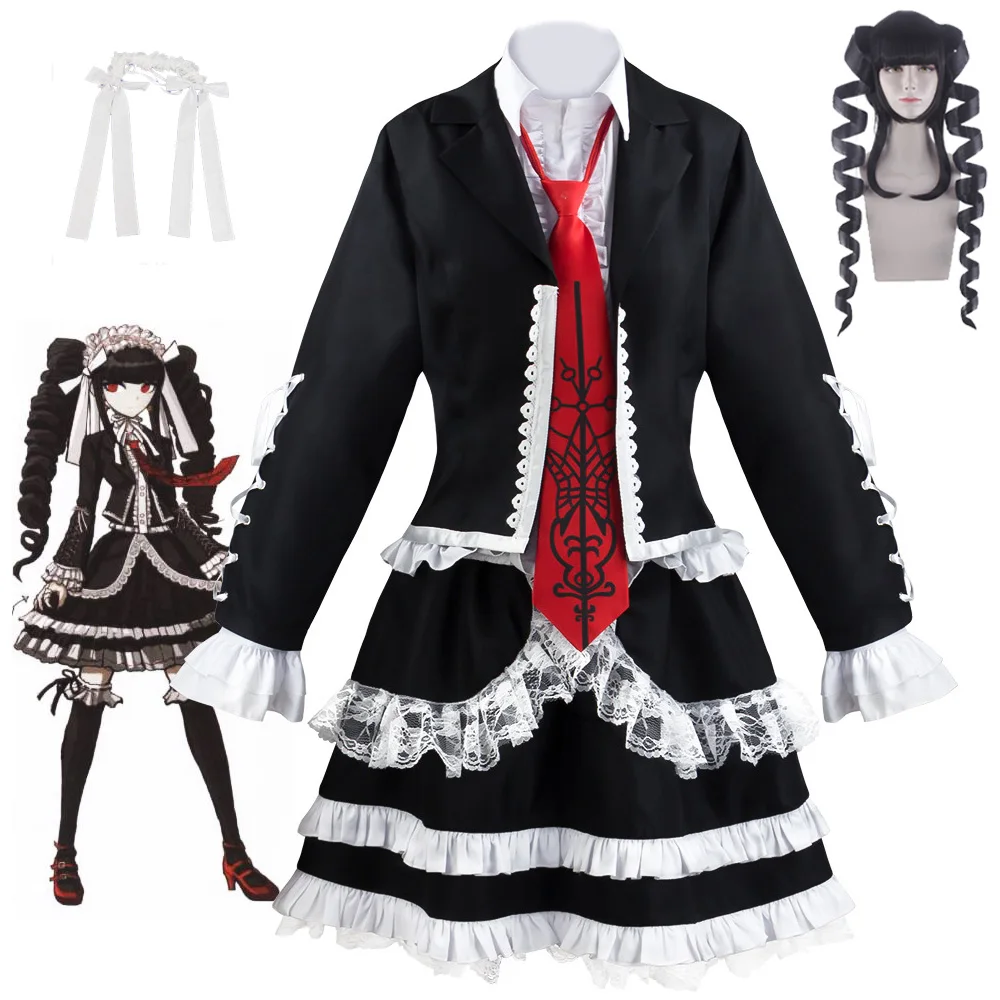 

Halloween Carnival Yasuhiro Taeko Cosplay Costume Wig Anime Danganronpa Celestia Ludenberg Including Headwear Socks