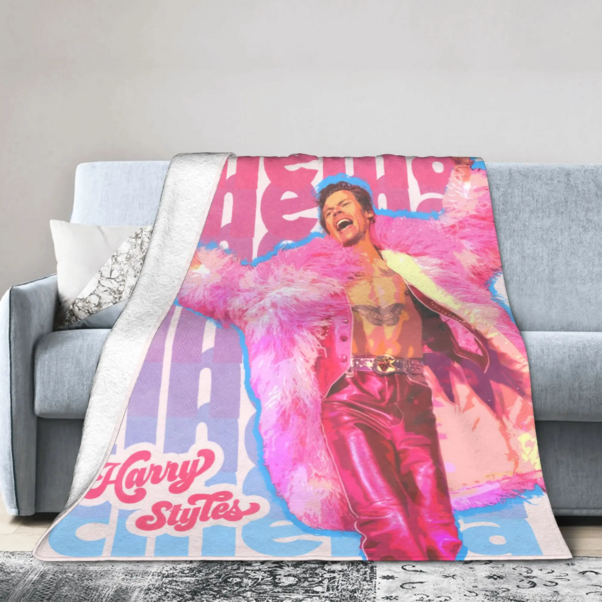 Harrys Styles Tour Kiss All The Time Disco Fleece Throw Blanket  Blanket for Bed Couch Lightweight Thin Bed Rug