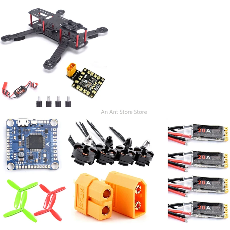 Flysky I6 Radio Mini ZMR250 QAV250 250mm telaio in fibra di carbonio 2204 2300KV motore 20A BLHeli_S ESC W/ LED F4 V3S Kit di controllo del volo