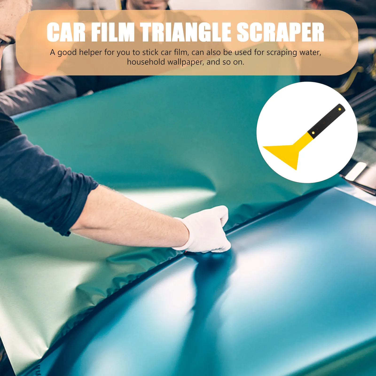1Pcs Car Film Triangle Scraper Lightweight Plastic Long Handle Vehicle Film Scraper Membrane Removing Tool Car Accessories