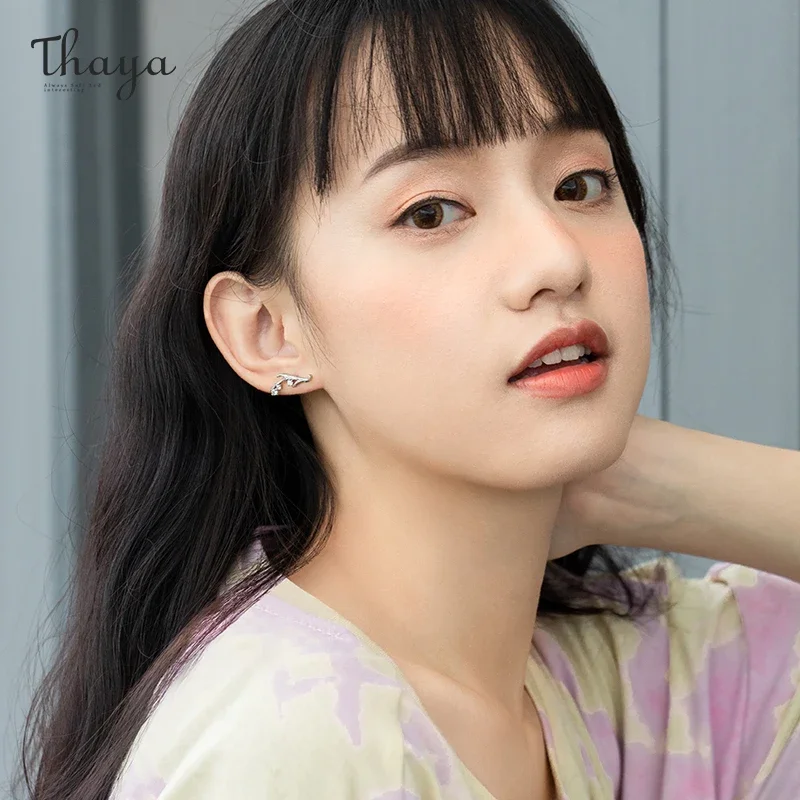 Thaya Original Design 100% Sterling Silver Women Earring Elegant Fashion Stud Earrings For Women Girls Elegant Fine Jewelry Gift