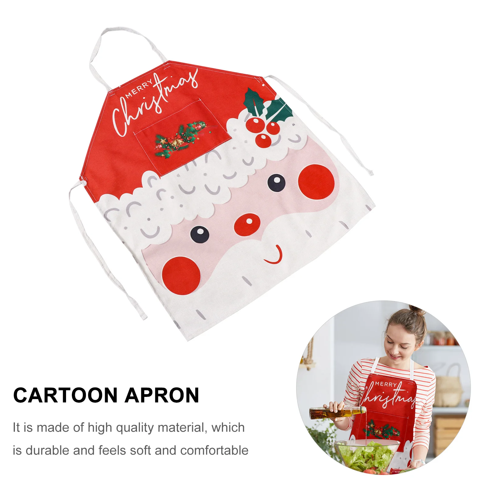 

1Pcs Lovely Printed Christmas Apron Sleeveless Kitchen Apron for Women Men Cooking Baking Cleaning Home Use Festive Cartoon