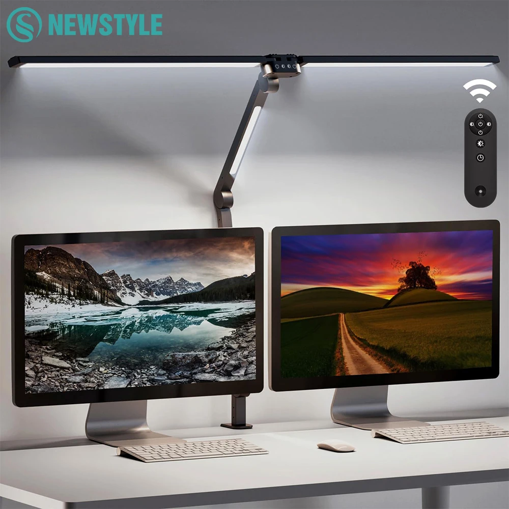 

24W LED Eye-Caring Reading Desk Lamp with Remote Control 3 Head Foldable 272 LED 3000-6000K Stepless Dimming Office Desk light