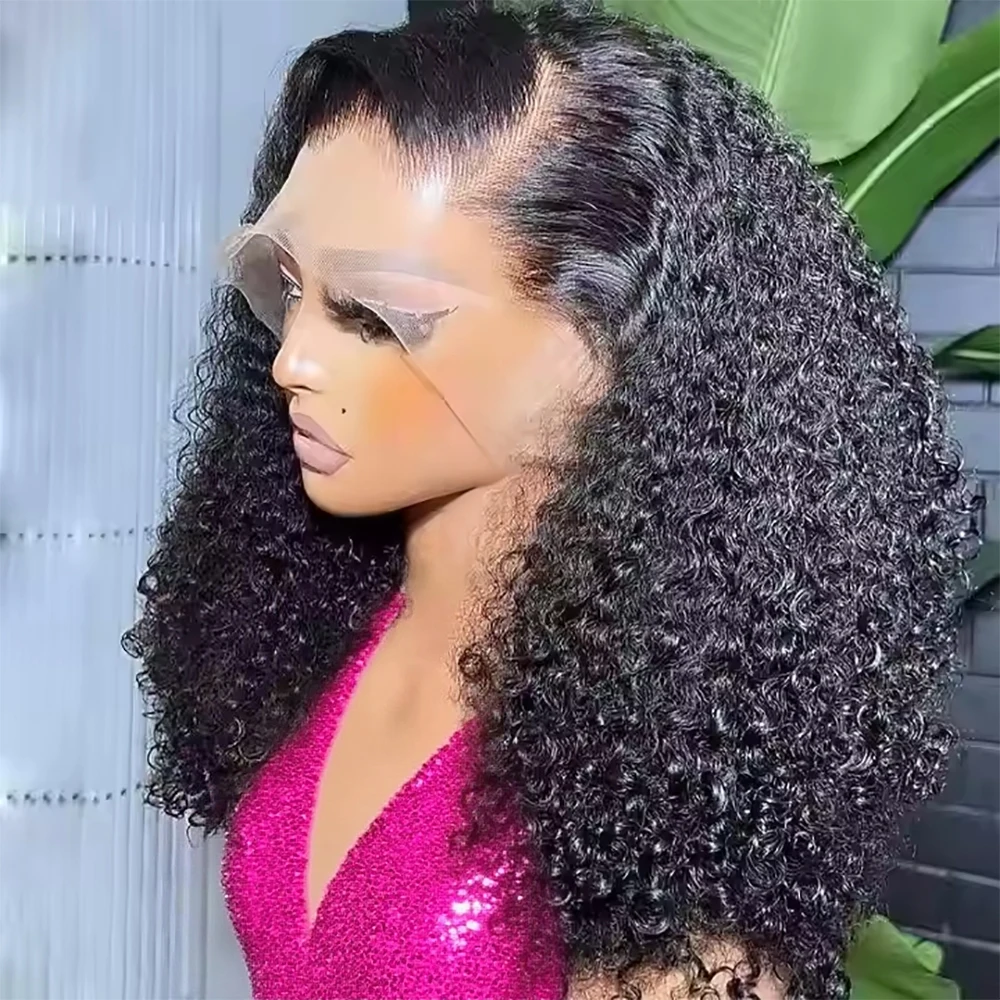 شعر بشري مجعد قصير بوب شعر مستعار المياه 13x6 الدانتيل الجبهة خصلات الشعر المستعار الإنسان للنساء قبل قطعها البرازيلي غلويليس الجانب جزء شعر مستعار 250%