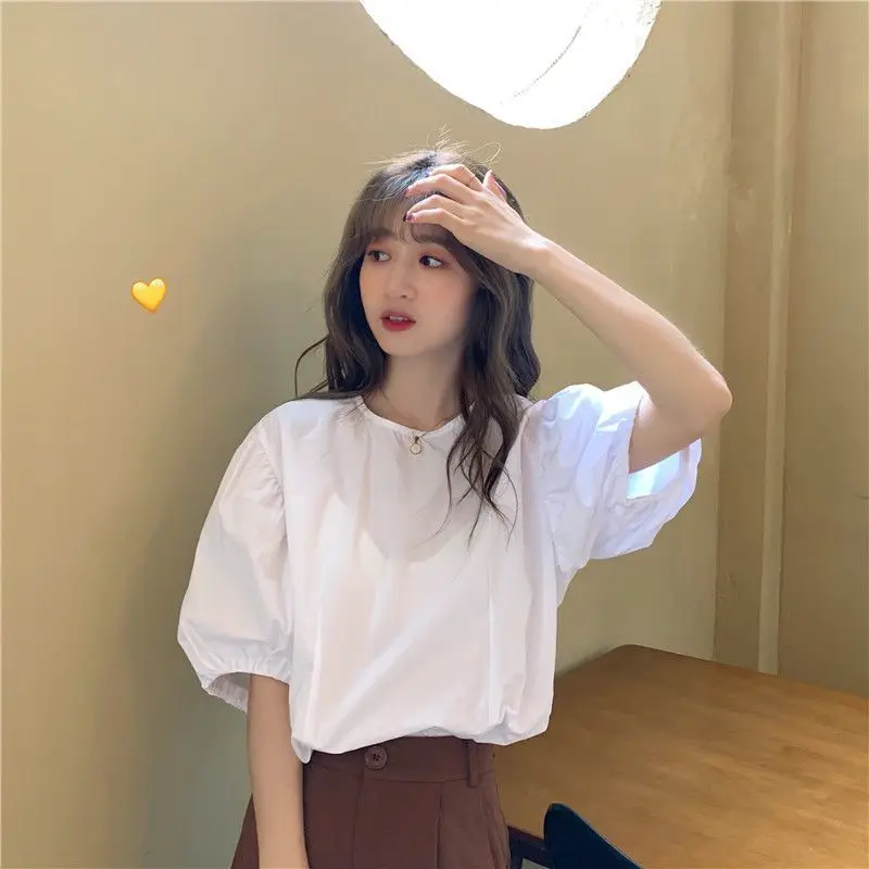 

Рубашки с коротким рукавом, женские туники с воздушными рукавами и булавками, повседневные пригородные современные офисные женские туники, простые, городские, элегантные, профессиональные