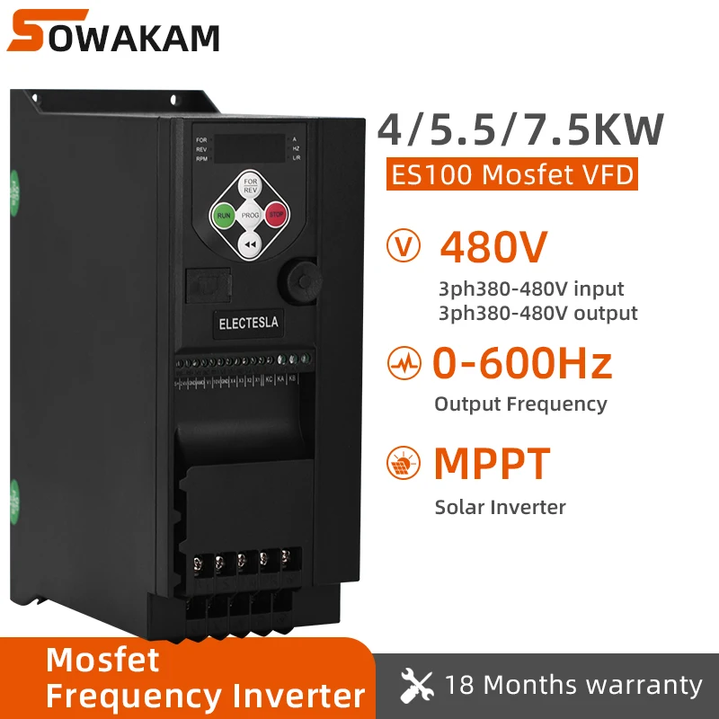 

380-480 В 4/5,5/7,5 кВт экономичный VFD преобразователь привода с переменной частотой, вариатор для инвертора управления скоростью двигателя