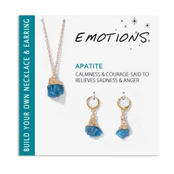 Raw Stone Necklace Earrings Set Irregular Natural Stone Pendant Necklaces Drop Earring Simple Quartzs Charm Jewelry for Women