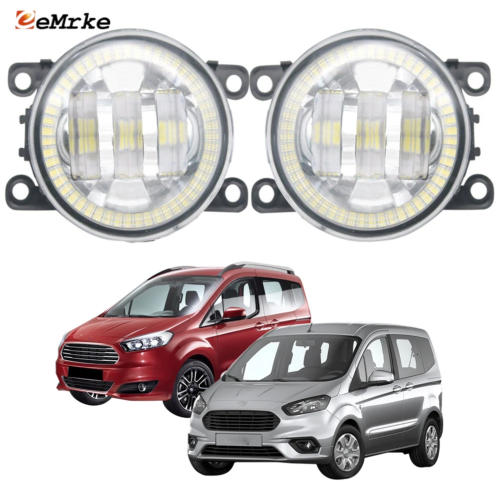 

LED PTF Car Fog Lights Assembly for Ford Tourneo Courier Transit Courier 2014-2018 Angel Eyes DRL Ring Daytime Running Light