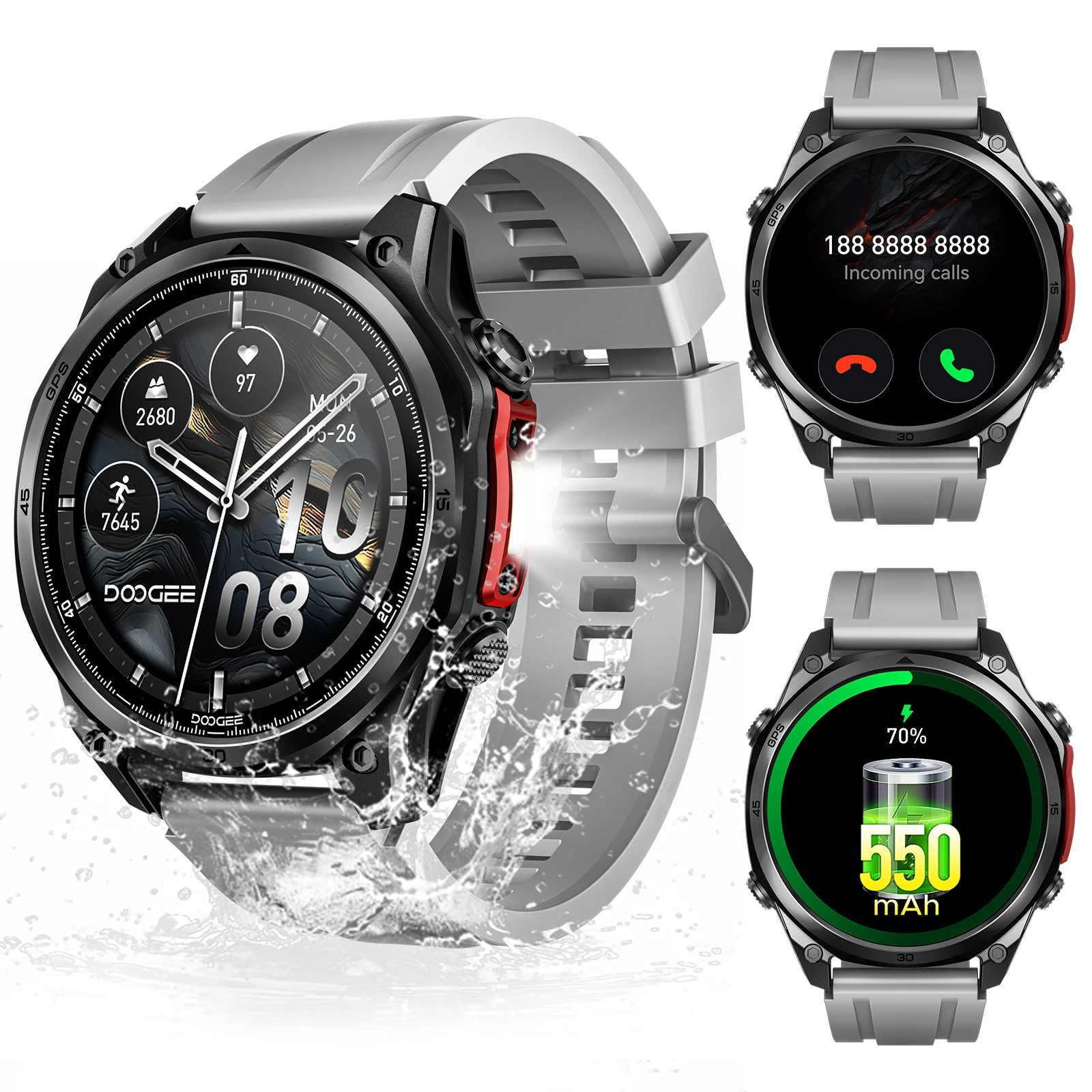 DOOGEE ANYWISE W1 PRO AI Smartwatch 5ATM IP68 Waterbestendigheid 1,43 " AMOLED-display GPS-tracking Sporthorloge met offline kaarten