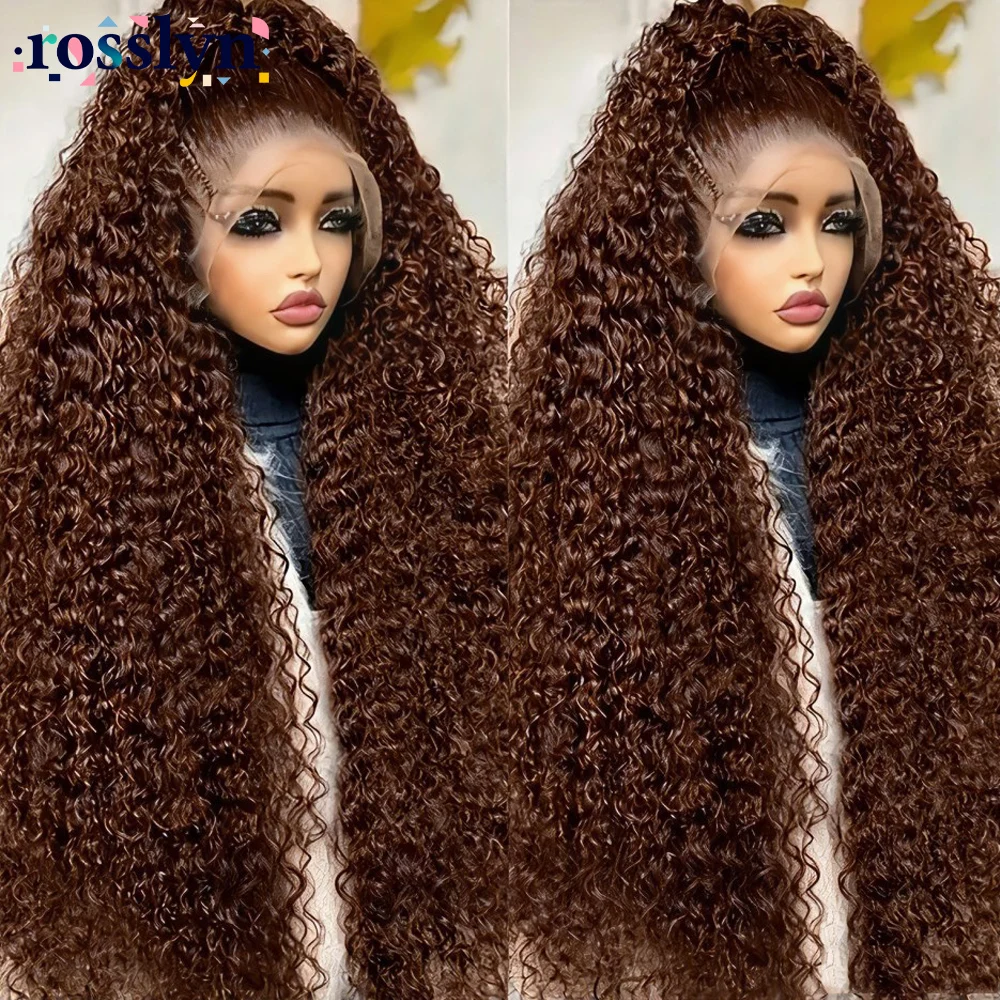 Deep Wave Curly Human Hair Wigs Chocolate Brown 13x4 13x6 Hd Lace Frontal Wig Colored Water Wave Invisible Transparent Lace Front Wig For Women 30 36 Inch