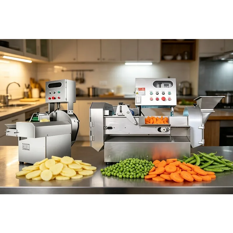 Commercial Veg Slicer, Dual Head Fruit & Root Cutter with Swap Blades, Heavy Chopper for Supermarket Kitchen