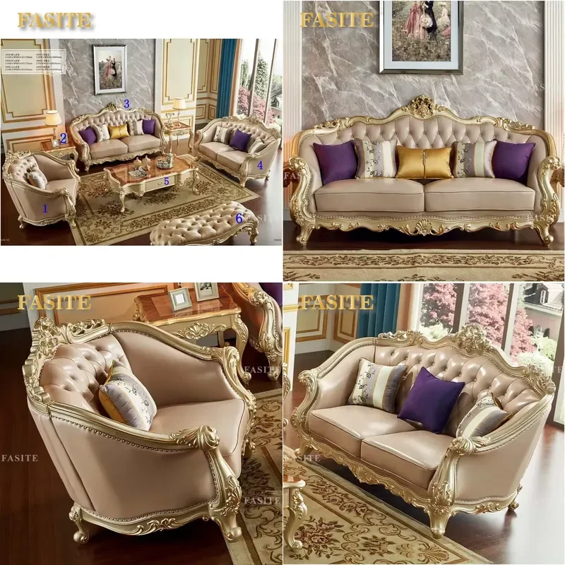 For Living Room French Style Classic Luxury Sofa Set High Quality Furniture