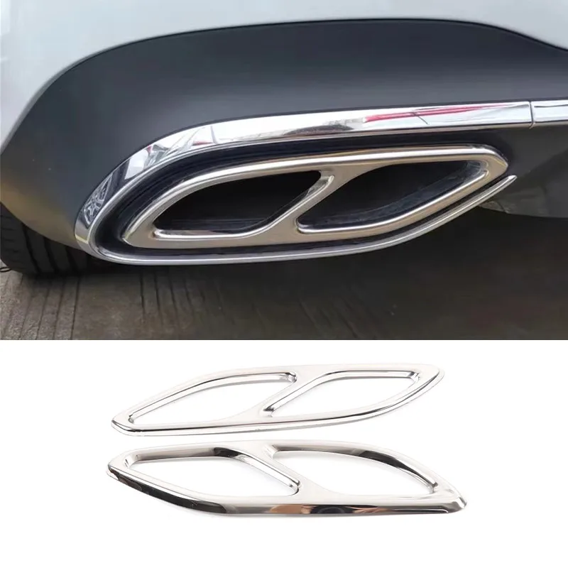 For Mercedes Benz CLA Class C118 W118 2020-2023 Stainless Steel Rear Bumper Dual Exhaust Pipe Trim Exhause Cover Accessories