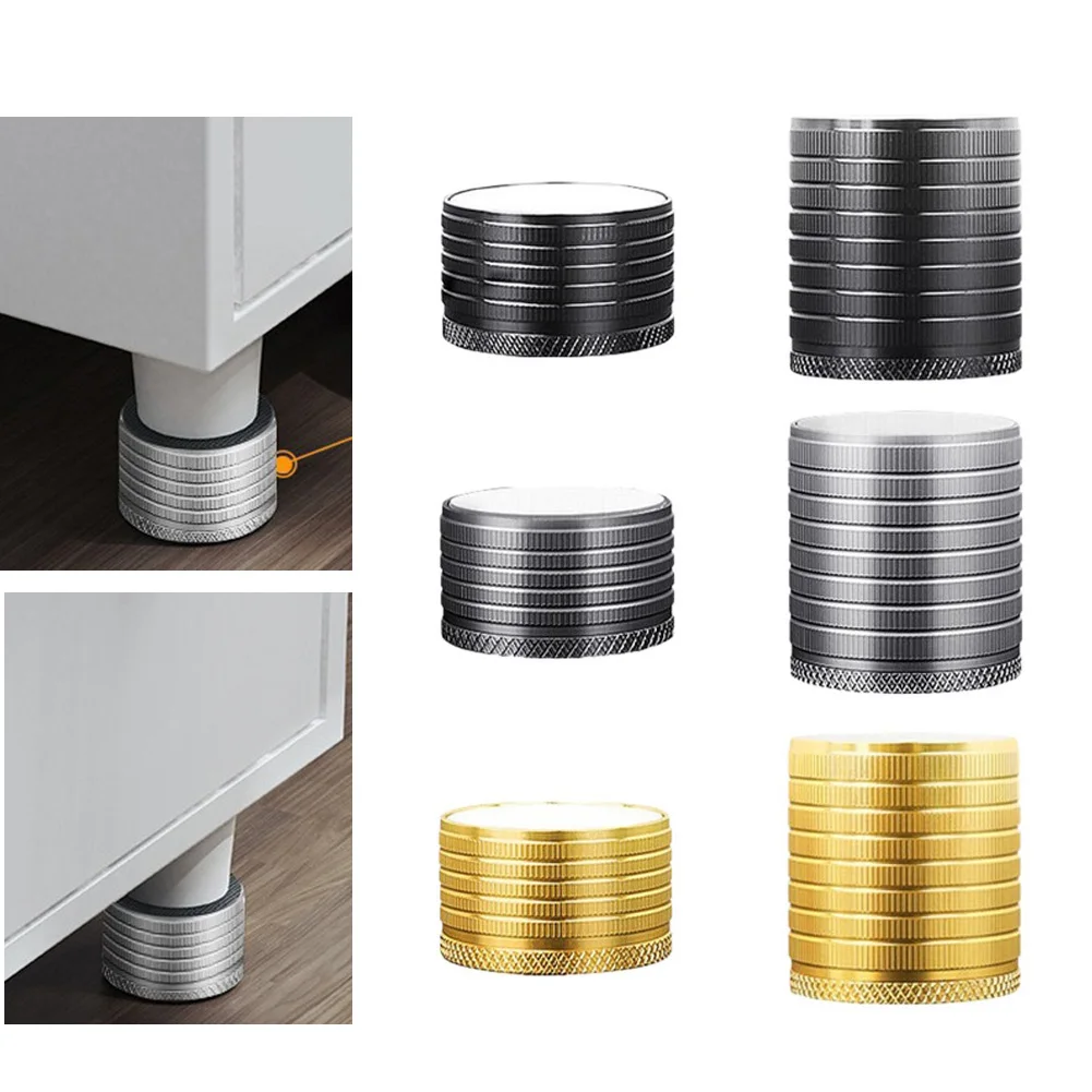 23/43mm Bed Risers Adjustable Heights Round Furniture Risers Aluminum Alloy And Silicone Rail Extenders  For Beds Sofas Tables