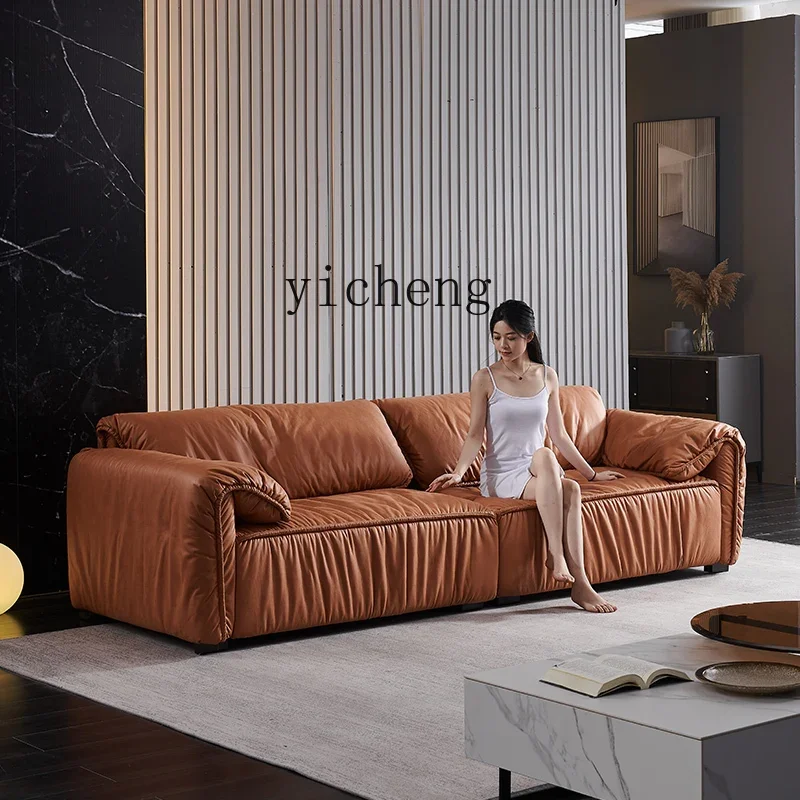 

Sofa Modern Minimalist Small Apartment Washable Faux Leather down Sofa Combination