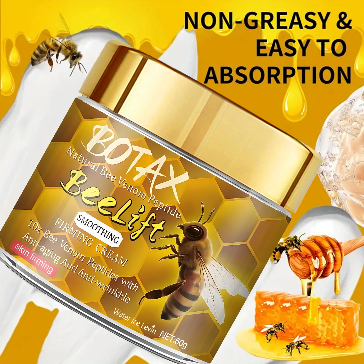 Krim Wajah Botax Natural Bee Venom Peptide Beelift - Krim Pengencang & Penghalus Anti-Penuaan 10x dengan Retinol