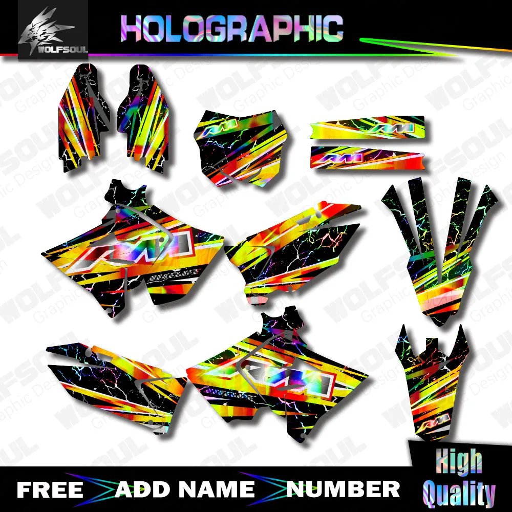 Motocross Holographic Background Decals Graphics Stickers For SUZUKI 125-250 RM 2001 2002 2003 2004 2005 2006 2007 2008 Custom