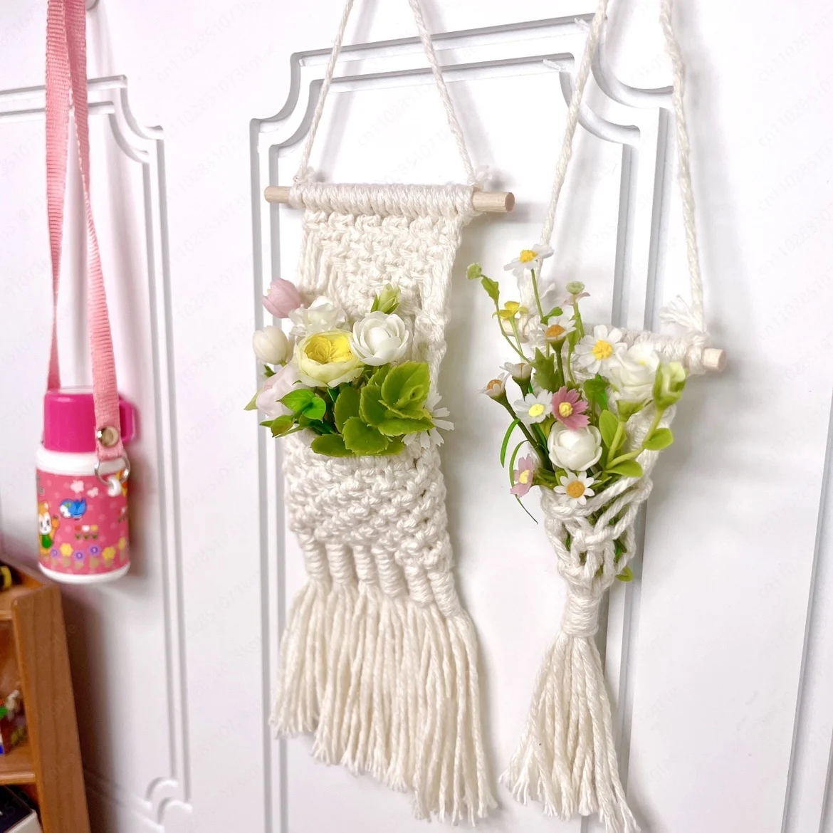 

6-точечный детский домик, миниатюрная имитация настенного гобелена, хлопковая и льняная веревка ручной работы, мини-богемная сумка для хранения ветра