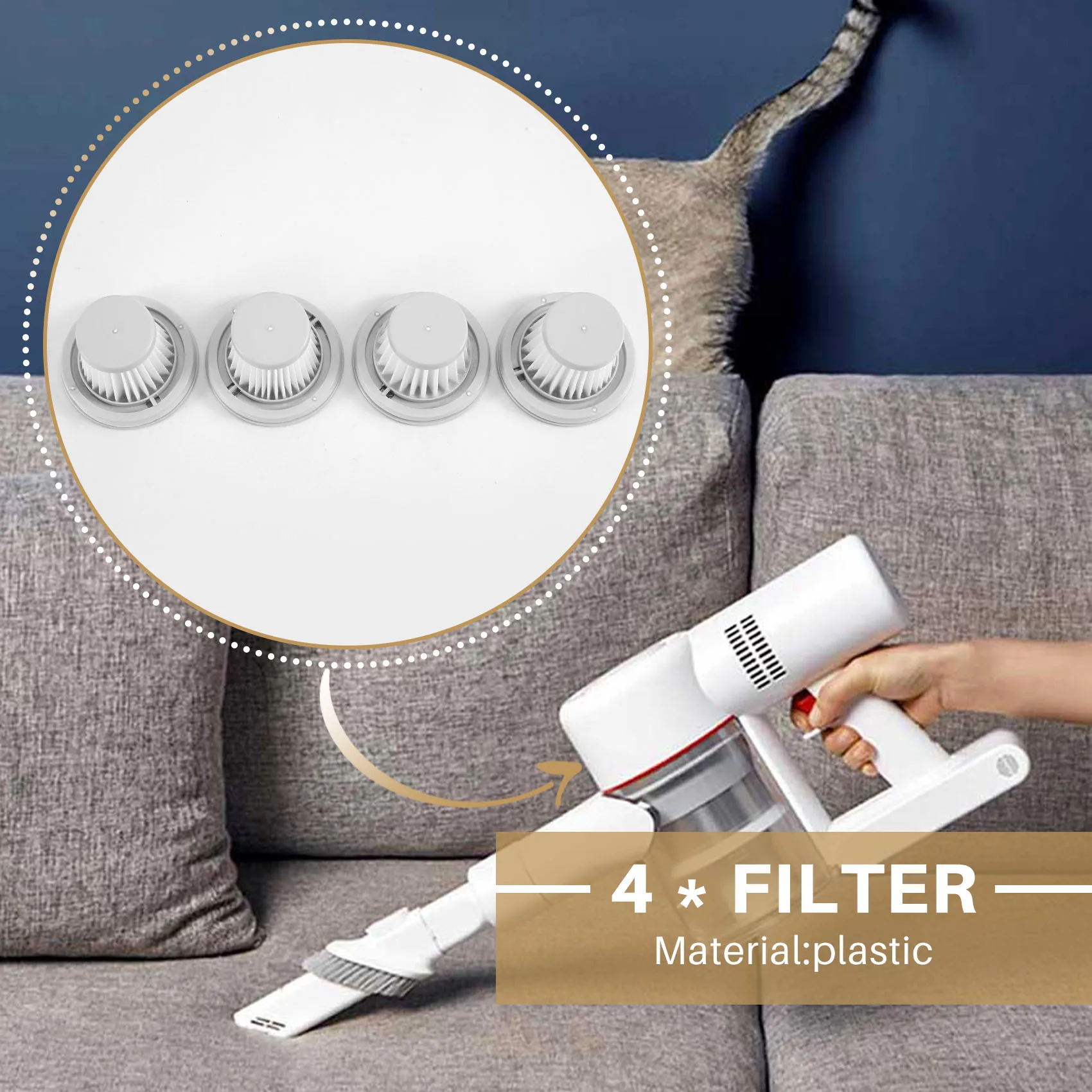 Filtre HEPA pour aspirateur XIAOMI MIJIA Handy, mini filtre lavable sans fil pour la maison et la voiture, pièces de rechange, accessoires, 4 pièces