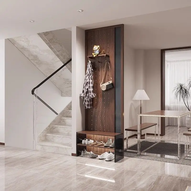 Entry into the door Solid wood hole board rack, screen partition