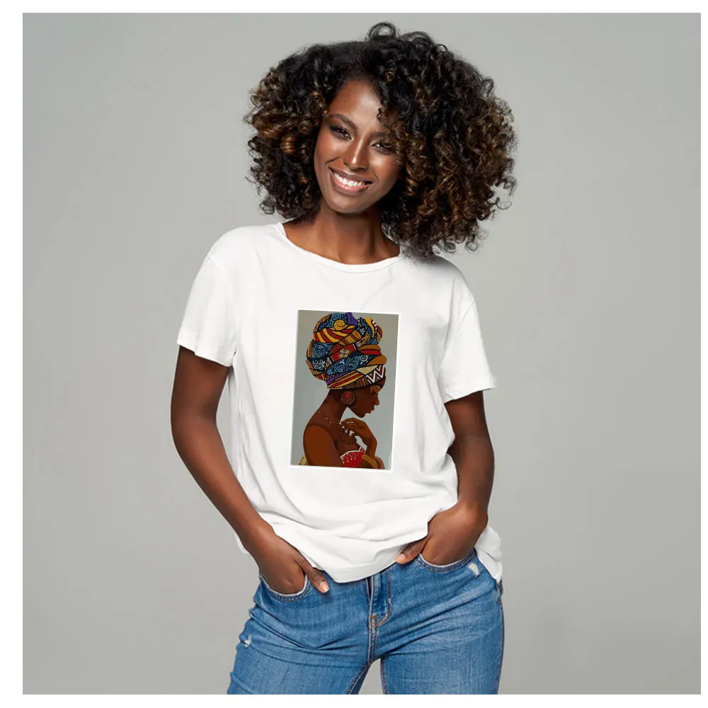 Beautiful Retro Art Black Woman Clothes Decals Flower Heat Transfers transfert thermocollants T-shirt Parches Stranger Thing